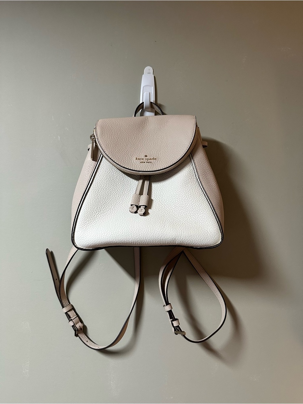 kate spade Two-Tone Cream & Light Beige Pebbled Leather Backpack